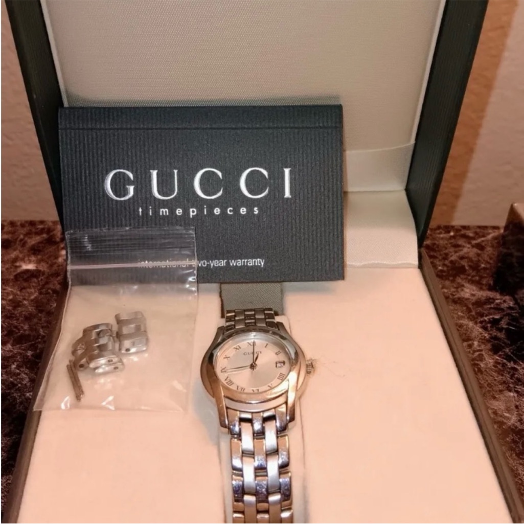 Authentic Gucci Silver 5500l Stainless Steel Date Ladies Watch